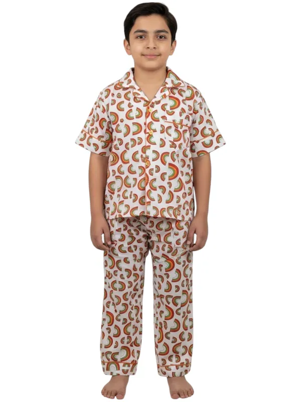 SHOPMOZO|100%_Pure_Cotton|Short_Sleeves_Shirt_&_Pajama|Night_Suit|Sleep_Wear|Top_&_Bottom_Night_Dress_Set_for_Boys(SM-001117)
