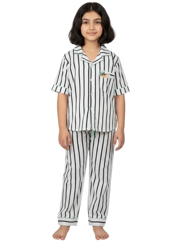 SHOPMOZO|100%_Pure_Cotton|Short_Sleeves_Shirt_&_Pajama|Night_Suit|Sleep_Wear|Top_&_Bottom_Night_Dress_Set_for_Girls(SM-001118)