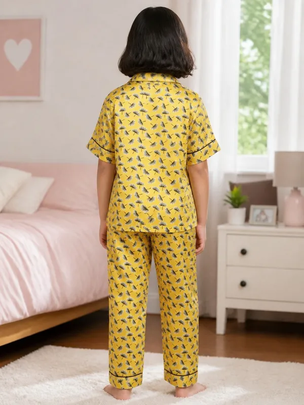 SHOPMOZO|100%_Pure_Cotton|Short_Sleeves_Shirt_&_Pajama|Night_Suit|Sleep_Wear|Top_&_Bottom_Night_Dress_Set_for_Girls(SM-001119)
