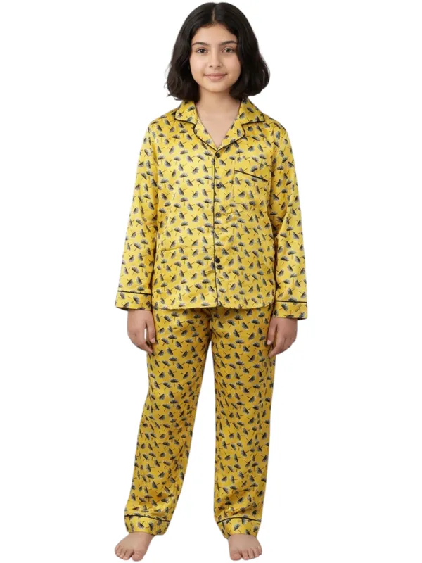 SHOPMOZO|100%_Pure_Cotton|Full_Sleeves_Shirt_&_Pajama|Night_Suit|Sleep_Wear|Top_&_Bottom_Night_Dress_Set_for_Girls(SM-001122)
