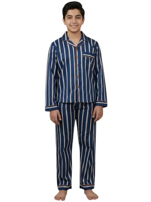 SHOPMOZO|100%_Pure_Cotton|Full_Sleeves_Shirt_&_Pajama|Night_Suit|Sleep_Wear|Top_&_Bottom_Night_Dress_Set_for_Boys(SM-001127)