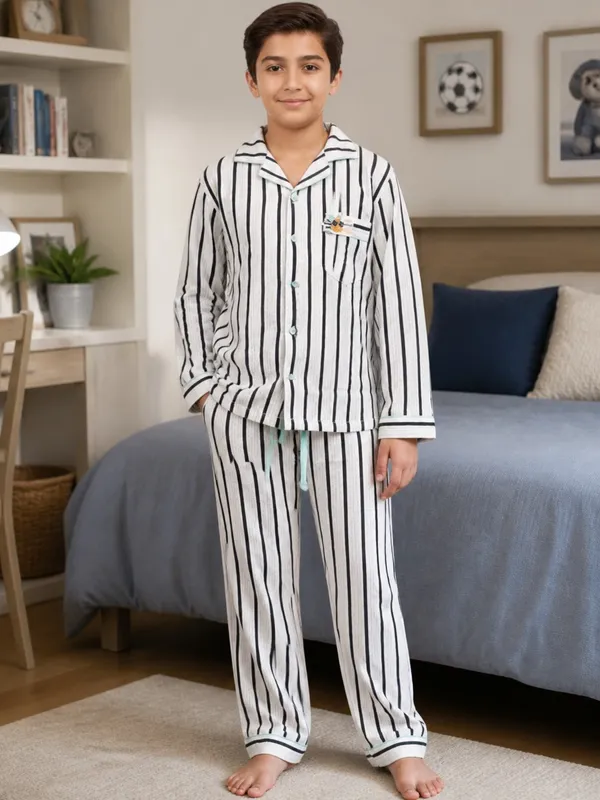 SHOPMOZO|100%_Pure_Cotton|Full_Sleeves_Shirt_&_Pajama|Night_Suit|Sleep_Wear|Top_&_Bottom_Night_Dress_Set_for_Boys(SM-001128)