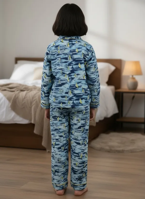 SHOPMOZO|100%_Pure_Cotton|Full_Sleeves_Shirt_&_Pajama|Night_Suit|Sleep_Wear|Top_&_Bottom_Night_Dress_Set_for_Girls(SM-001130)