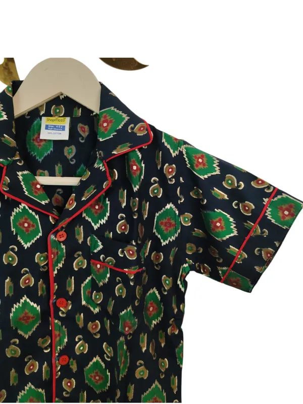 SHOPMOZO|100%_Pure_Cotton|Short_Sleeves_Shirt_&_Pajama|Night_Suit|Sleep_Wear|Top_&_Bottom_Night_Dress_Set_for_Girls(SM-001132)