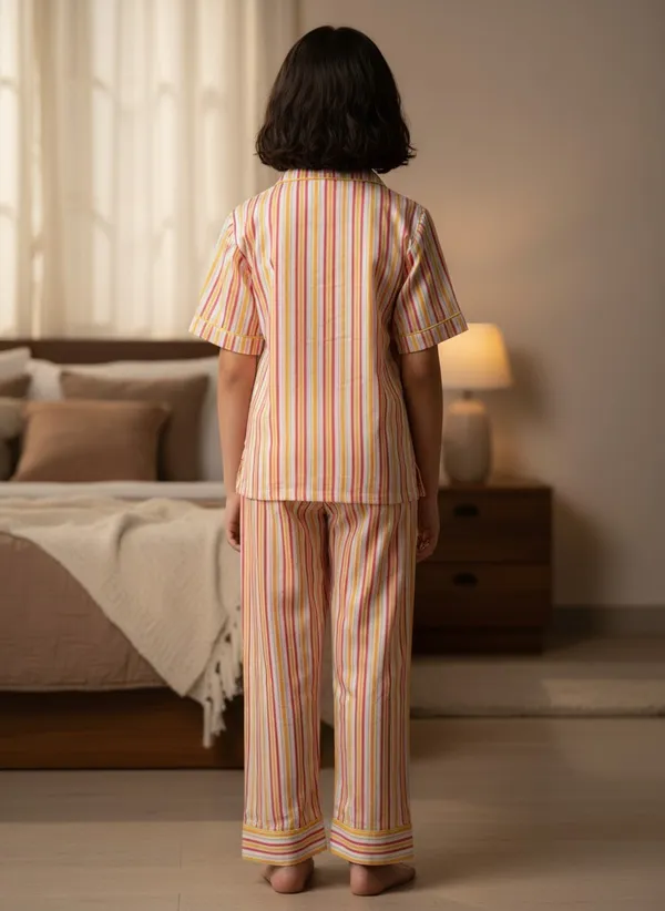 SHOPMOZO|100%_Pure_Cotton|Short_Sleeves_Shirt_&_Pajama|Night_Suit|Sleep_Wear|Top_&_Bottom_Night_Dress_Set_for_Girls(SM-001133)