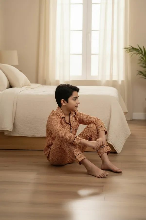 Rust_Orange_Cotton_Full_Sleeve_Night_Suit_Set_For_Boys