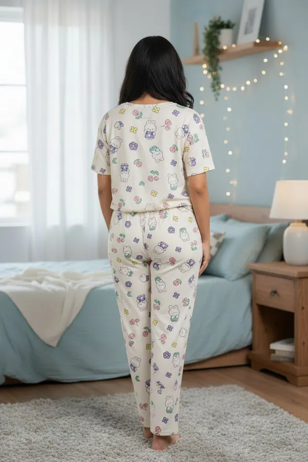 White_Cotton_Short_Sleeve_Night_Suit_Set_For_Women