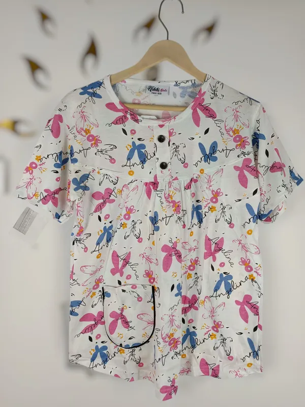 White_Cotton_Short_Sleeve_Top_And_Full_Pajama_Night_Suit_For_Women