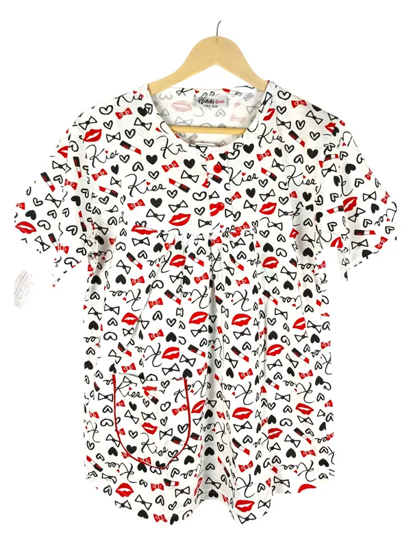 White_Cotton_Short_Sleeve_Top_And_Full_Pajama_Night_Suit_For_Women