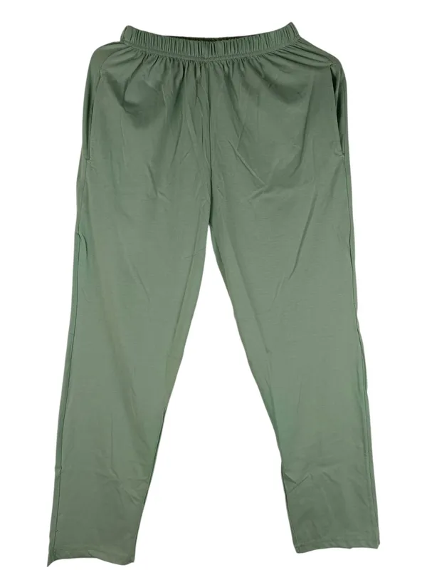 Light_Green_Cotton_Knit_Short_Sleeve_Long_Top_And_Pajama_Night_Suit_For_Women