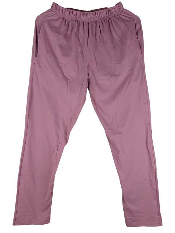 Light_Purple_Cotton_Knit_Short_Sleeve_Long_Top_And_Pajama_Night_Suit_For_Women