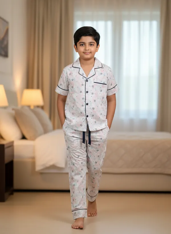 White_Cotton_Short_Sleeve_Night_Suit_Set_For_Boys