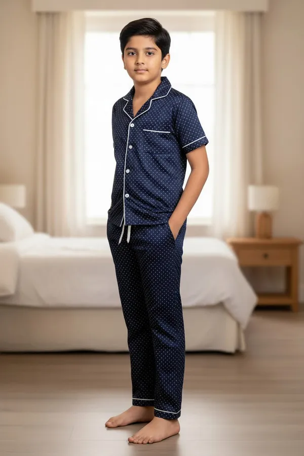 Navy_Blue_Cotton_Short_Sleeve_Night_Suit_Set_For_Boys