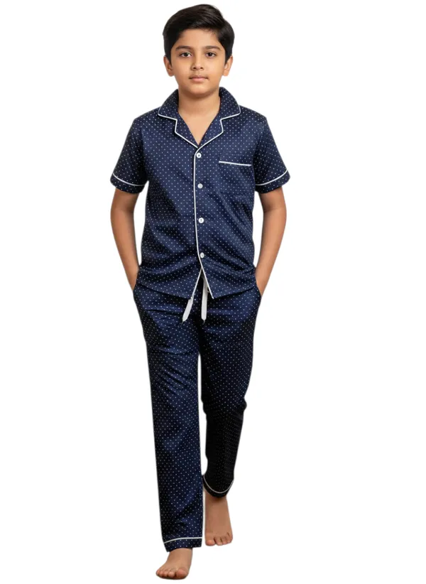 Navy_Blue_Cotton_Short_Sleeve_Night_Suit_Set_For_Boys