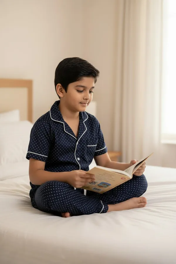 Navy_Blue_Cotton_Short_Sleeve_Night_Suit_Set_For_Boys