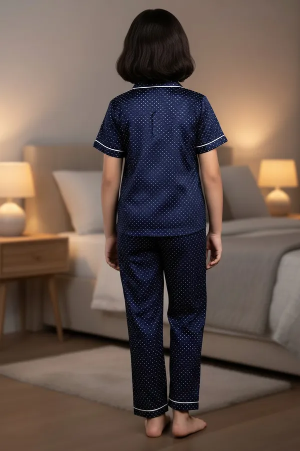 Navy_Blue_Cotton_Short_Sleeve_Night_Suit_Set_For_Girls