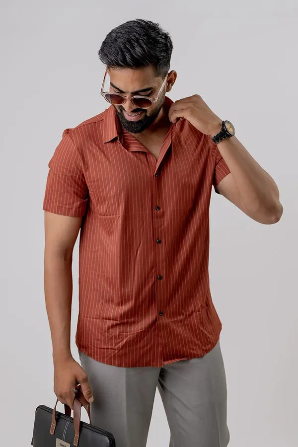 Rust_Striped_Relaxed_Fit_Half_Sleeve_Casual_Shirt_For_Men
