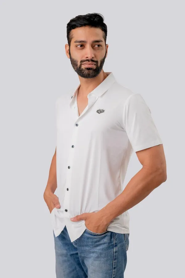 White_Regular_Fit_Half_Sleeve_Casual_Shirt_For_Men