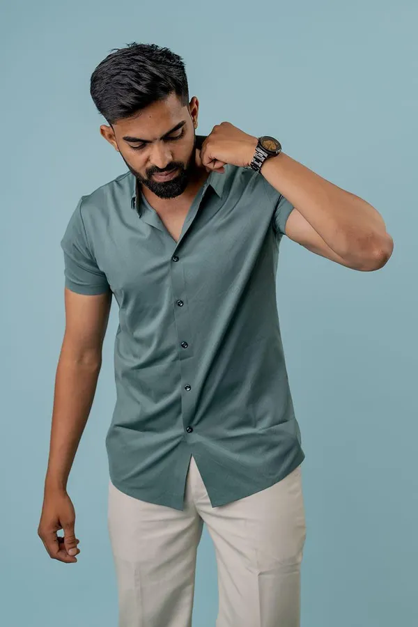 Sage_Green_Regular_Fit_Short_Sleeve_Formal_Shirt_For_Men