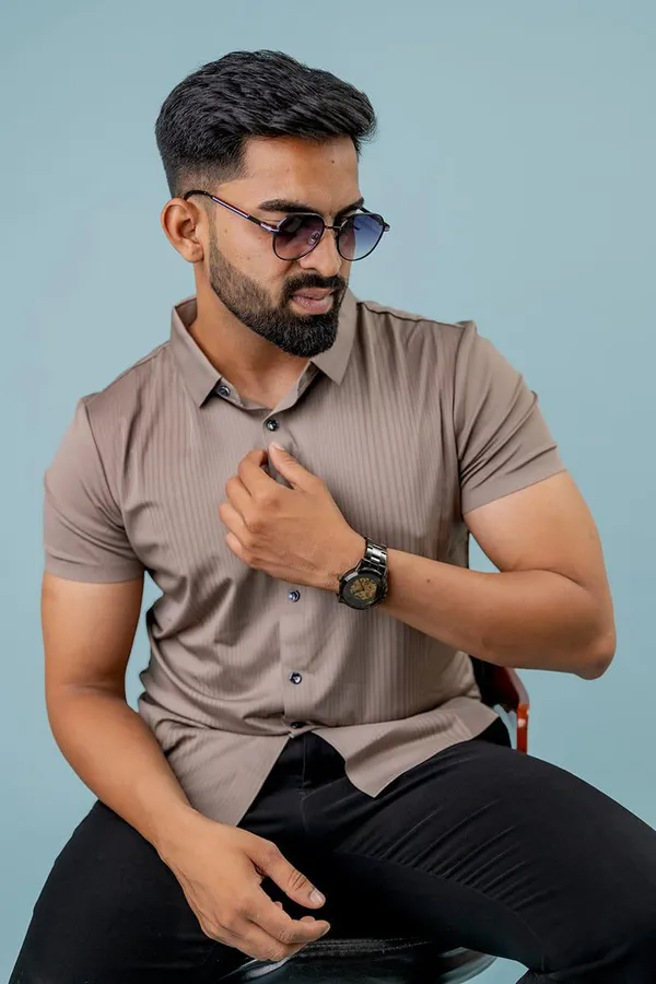 Beige_Ribbed_Regular_Fit_Polo_T-Shirt_For_Men