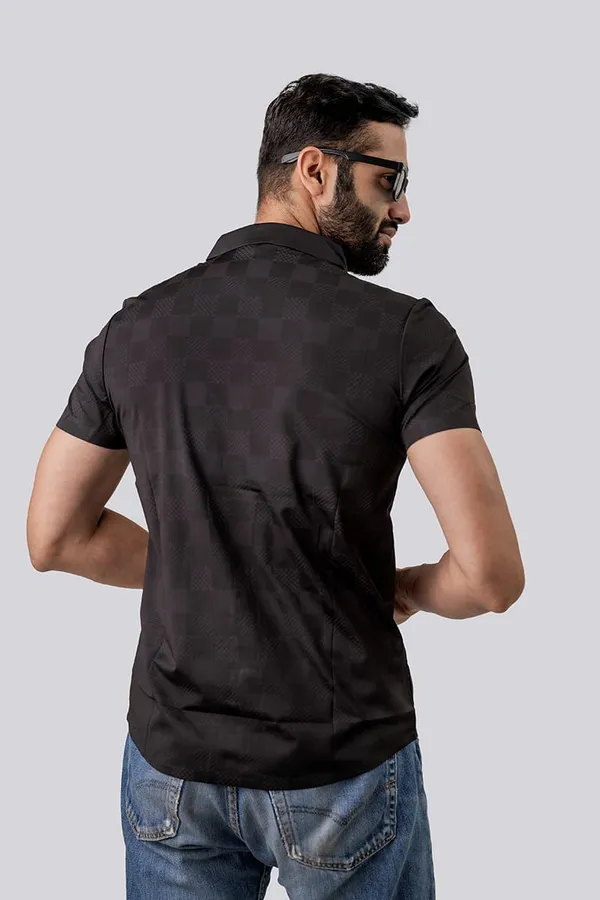 Black_Cotton_Regular_Fit_Short_Sleeve_Casual_Shirt_For_Men