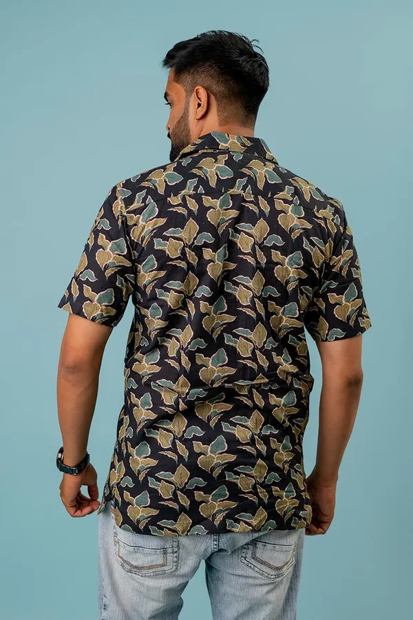 Black_Leaf_Print_Regular_Fit_Half_Sleeve_Shirt_For_Men
