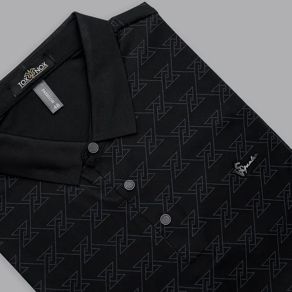 Black_Geometric_Print_Regular_Fit_Polo_T-Shirt_For_Men