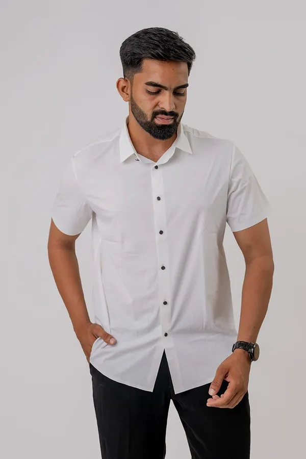 White_Regular_Fit_Short_Sleeve_Formal_Shirt_For_Men
