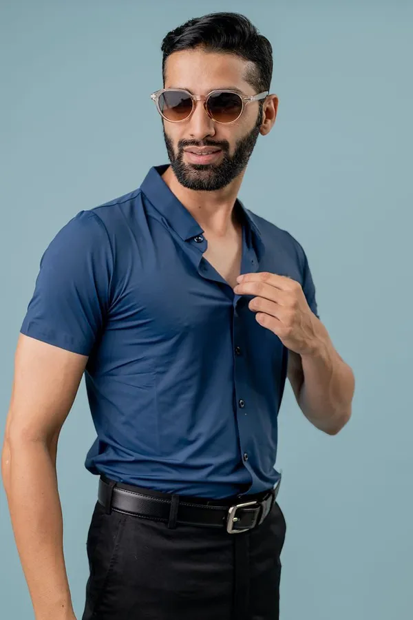 Blue_Polyester_Regular_Fit_Short_Sleeve_Formal_Shirt_For_Men