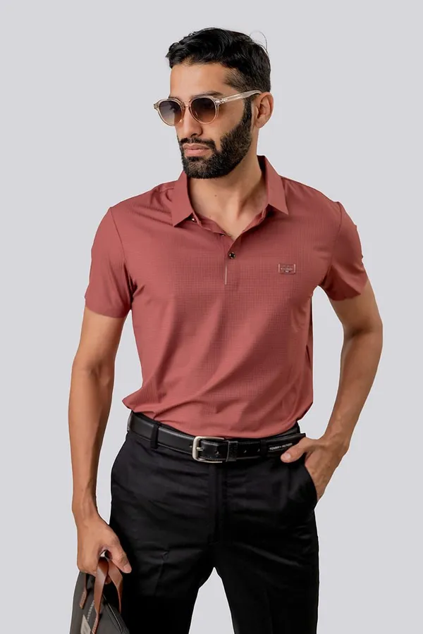 Rust_Pink_Textured_Relaxed_Fit_Polo_T-Shirt_For_Men