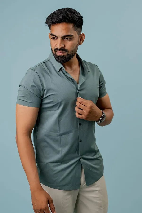 Sage_Green_Regular_Fit_Short_Sleeve_Formal_Shirt_For_Men