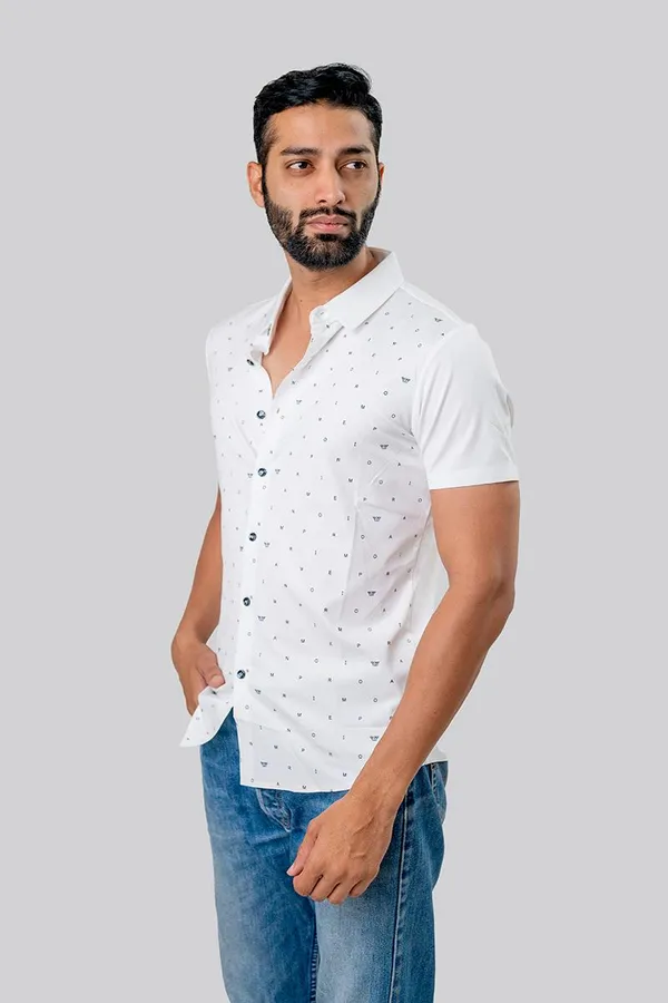 White_Printed_Regular_Fit_Short_Sleeve_Casual_Shirt_For_Men