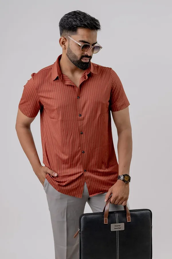 Rust_Striped_Relaxed_Fit_Half_Sleeve_Casual_Shirt_For_Men
