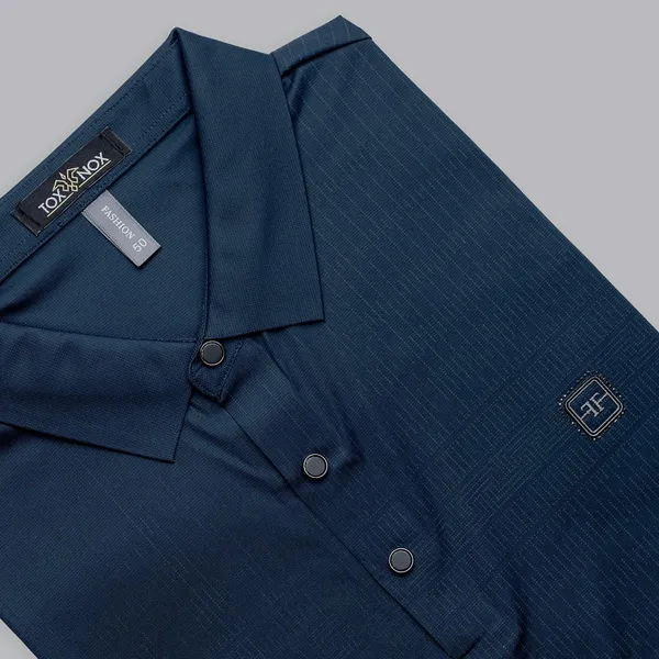 Navy_Blue_Textured_Regular_Fit_Polo_T-Shirt_For_Men