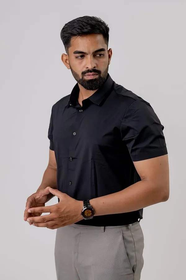 Black_Regular_Fit_Short_Sleeve_Formal_Shirt_For_Men