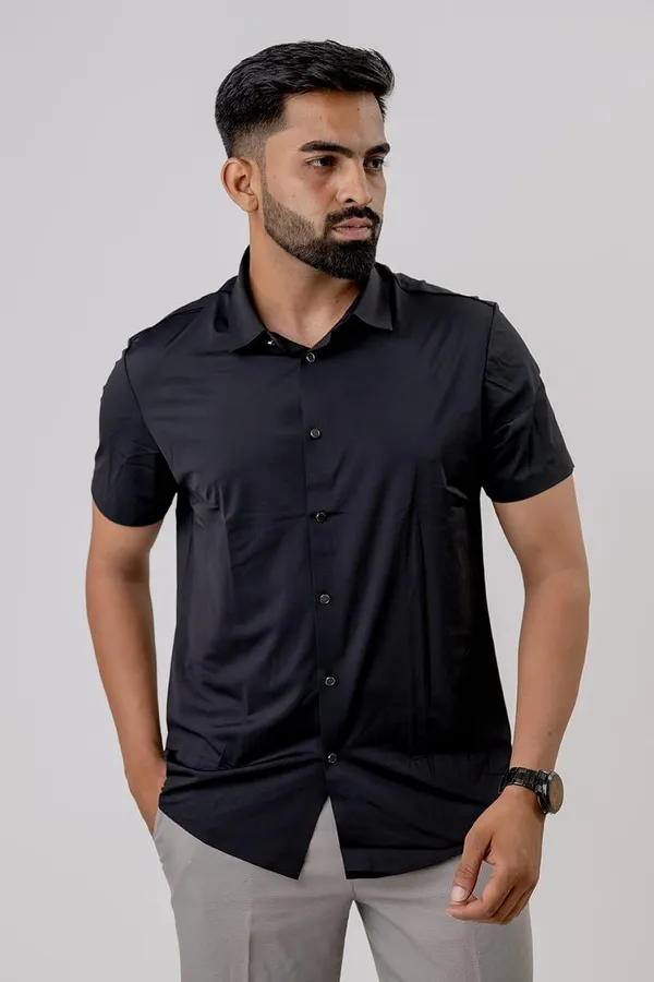 Black_Regular_Fit_Short_Sleeve_Formal_Shirt_For_Men