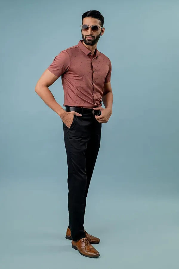 Rust_Slim_Fit_Half_Sleeve_Shirt_For_Men