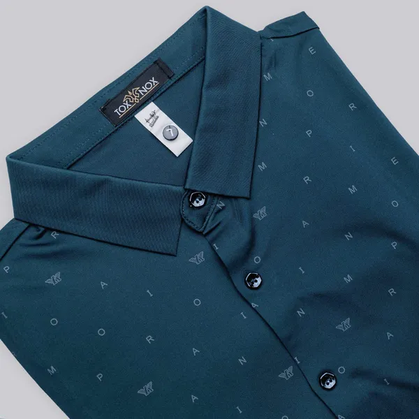 Navy_Blue_Dotted_Slim_Fit_Half_Sleeve_Shirt_For_Men