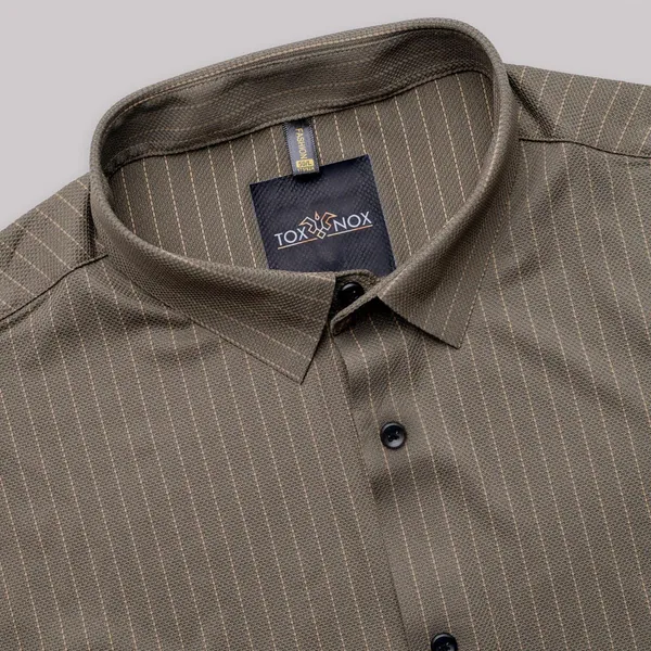 Olive_Green_Striped_Regular_Fit_Half_Sleeve_Shirt_For_Men