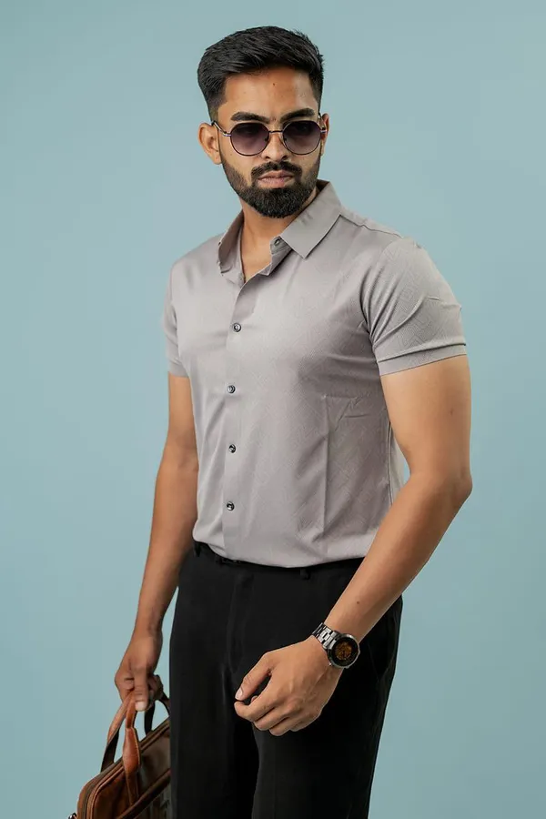 Grey_Half_Sleeve_Formal_Shirt_For_Men
