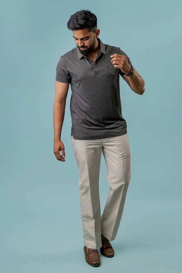 Grey_Textured_Regular_Fit_Polo_T-Shirt_For_Men