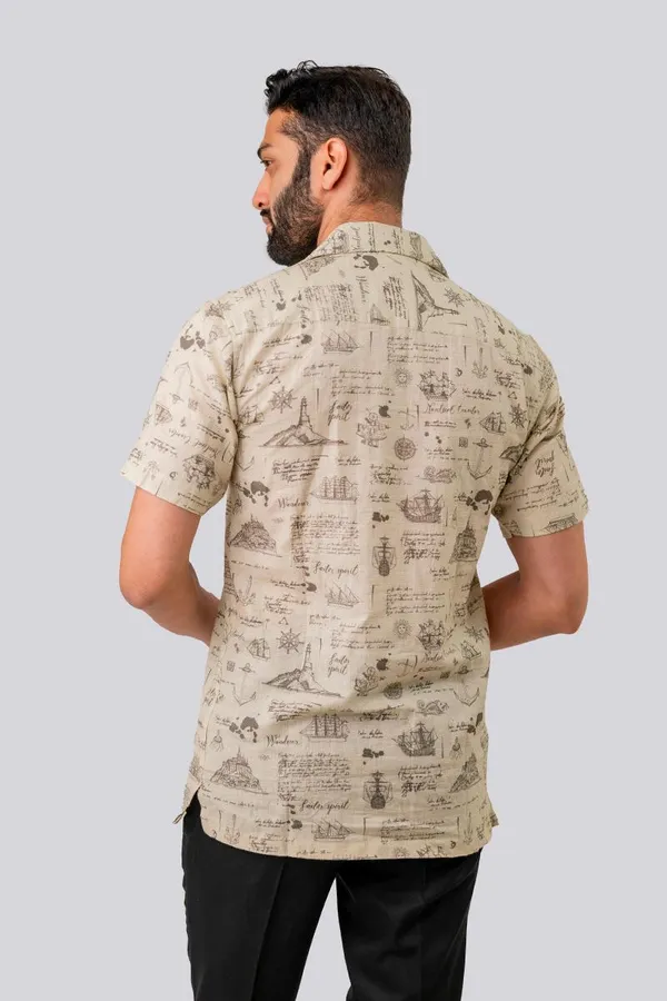 Beige_Nautical_Print_Relaxed_Fit_Half_Sleeve_Shirt_For_Men