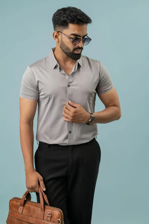 Grey_Half_Sleeve_Formal_Shirt_For_Men