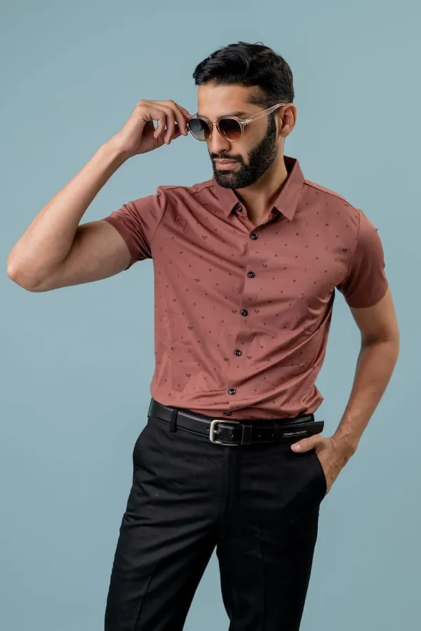 Rust_Slim_Fit_Half_Sleeve_Shirt_For_Men