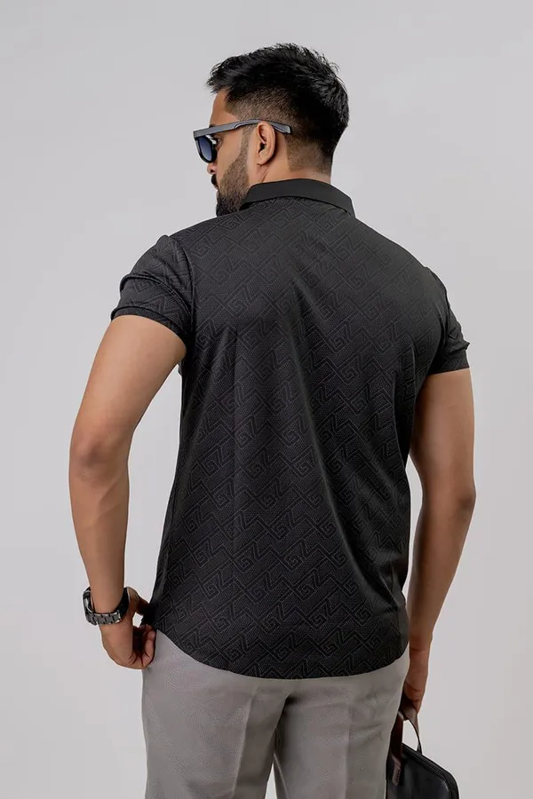 Black_Textured_Regular_Fit_Half_Sleeve_Shirt_For_Men