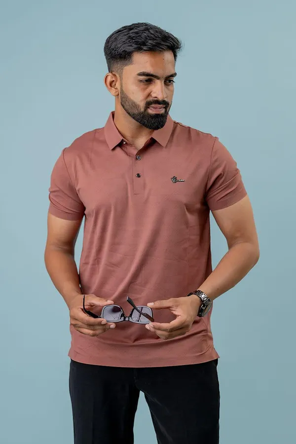 Rust_Spandex_Regular_Fit_Polo_T-Shirt_For_Men