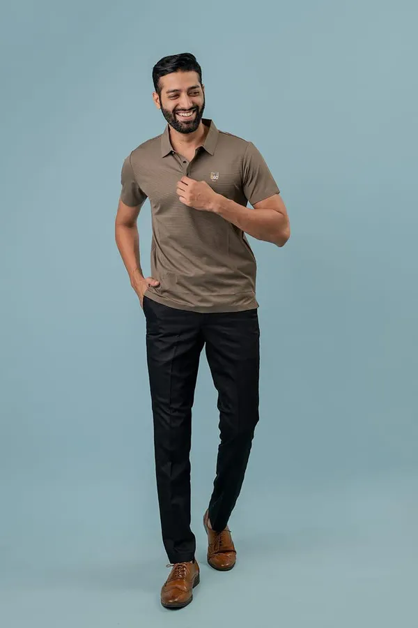 Taupe_Brown_Textured_Relaxed_Fit_Polo_T-Shirt_For_Men