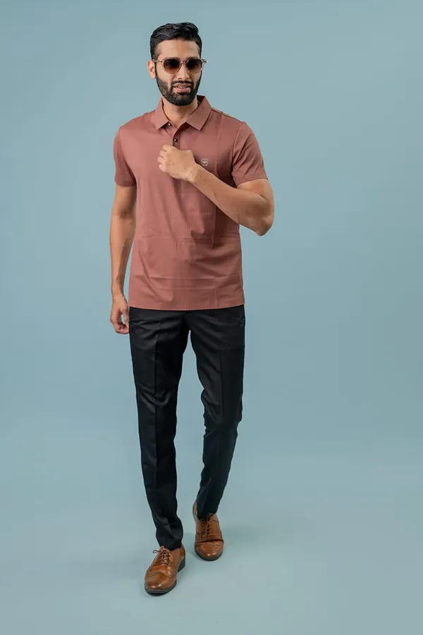 Rust_Pink_Textured_Regular_Fit_Polo_T-Shirt_For_Men