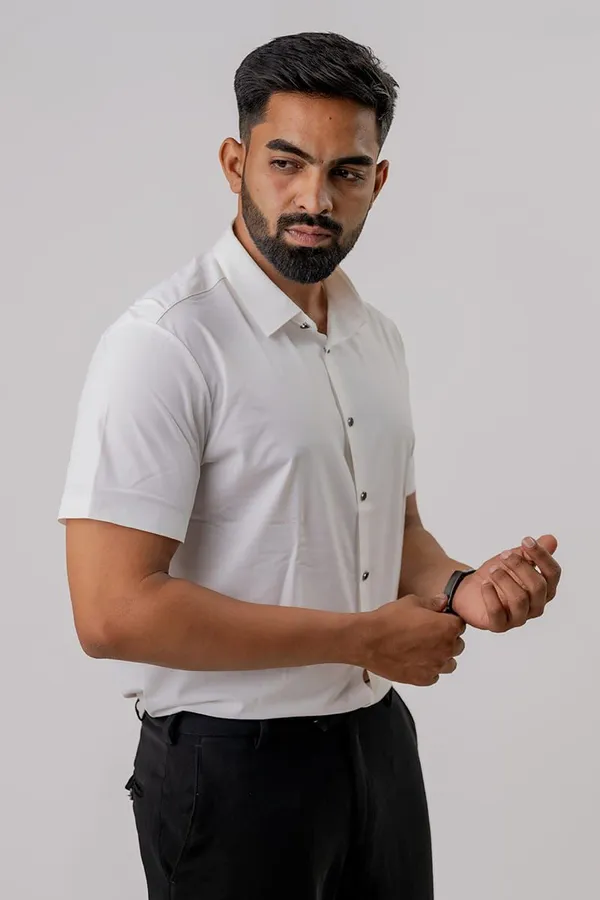 White_Regular_Fit_Short_Sleeve_Formal_Shirt_For_Men