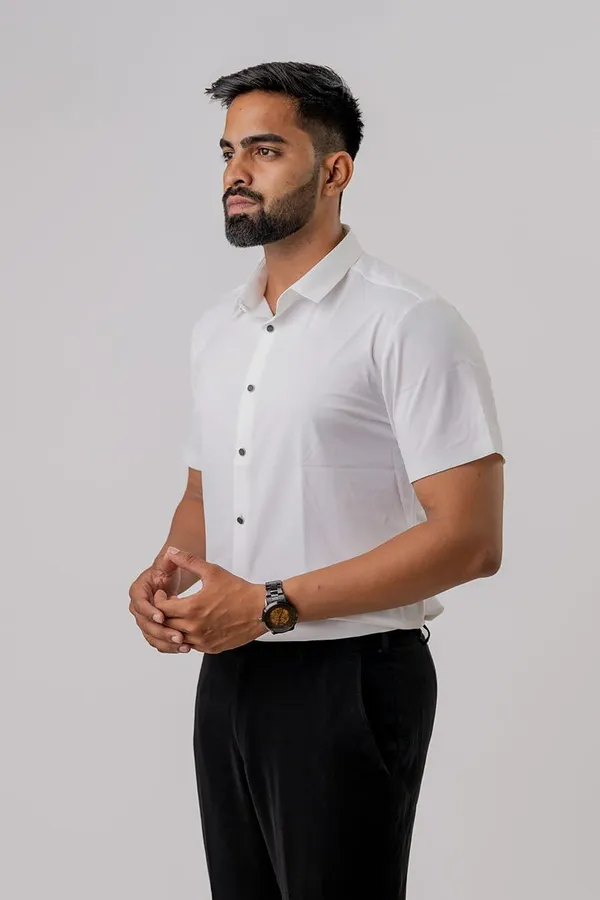 White_Regular_Fit_Short_Sleeve_Formal_Shirt_For_Men